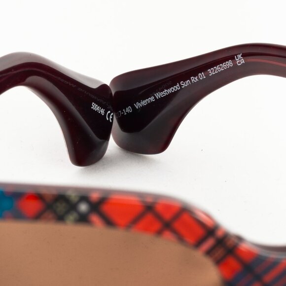 Vivienne Westwood Sun RX 01 Red-Tartan Square Sunglasses - Picture 8 of 10